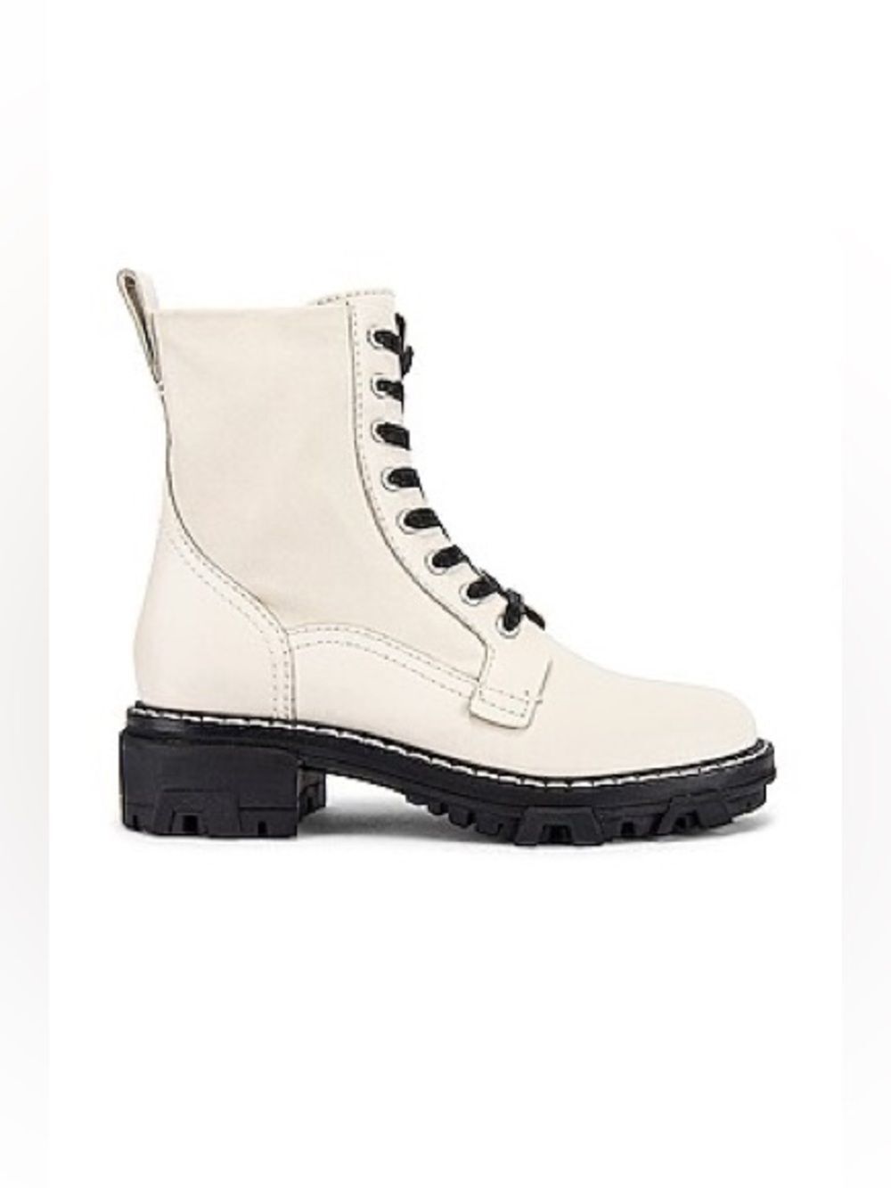 rag & bone Shiloh Leather Boots Cream Combat Boots with Black Laces SB8